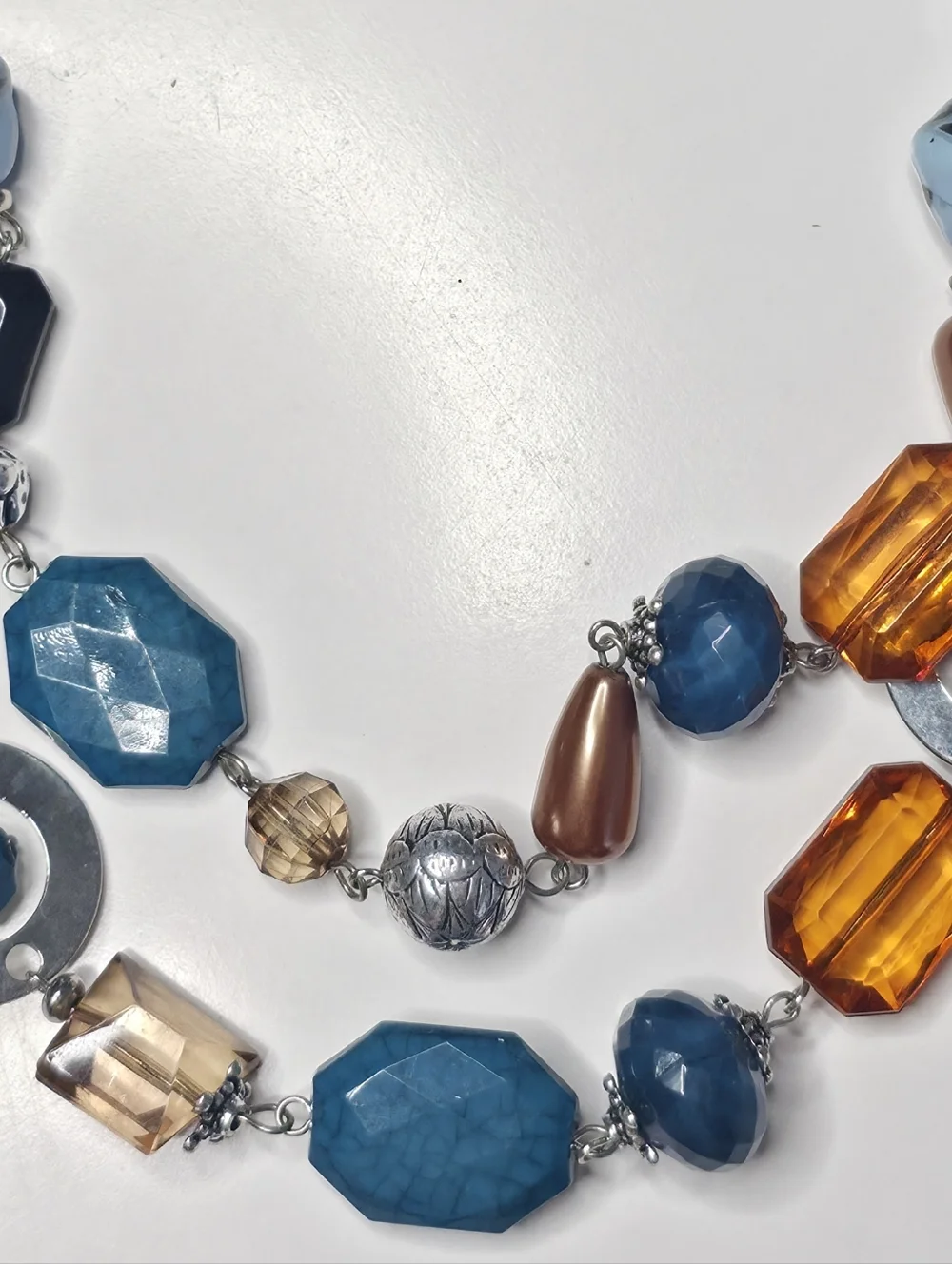 Vintage Multi-Color Acrylic Double Strand Convertible Necklace - 18" Long - Picture 3 of 3